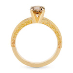 Fancy Yellowish Brown Round Diamond Side Stone Ring