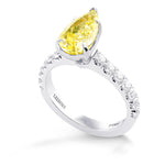 Fancy Light Yellow Pear Diamond Side Stone Ring