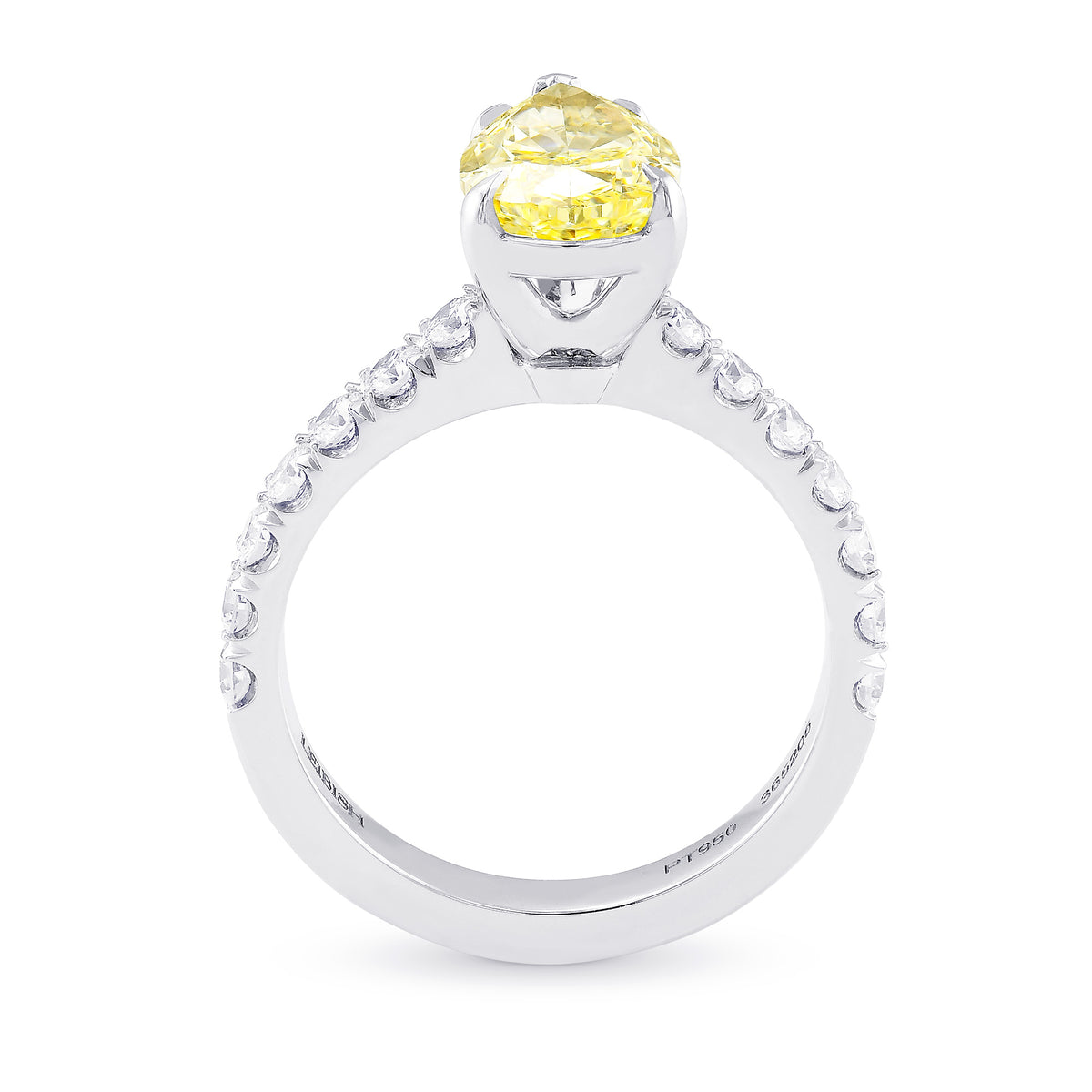 Fancy Light Yellow Pear Diamond Side Stone Ring