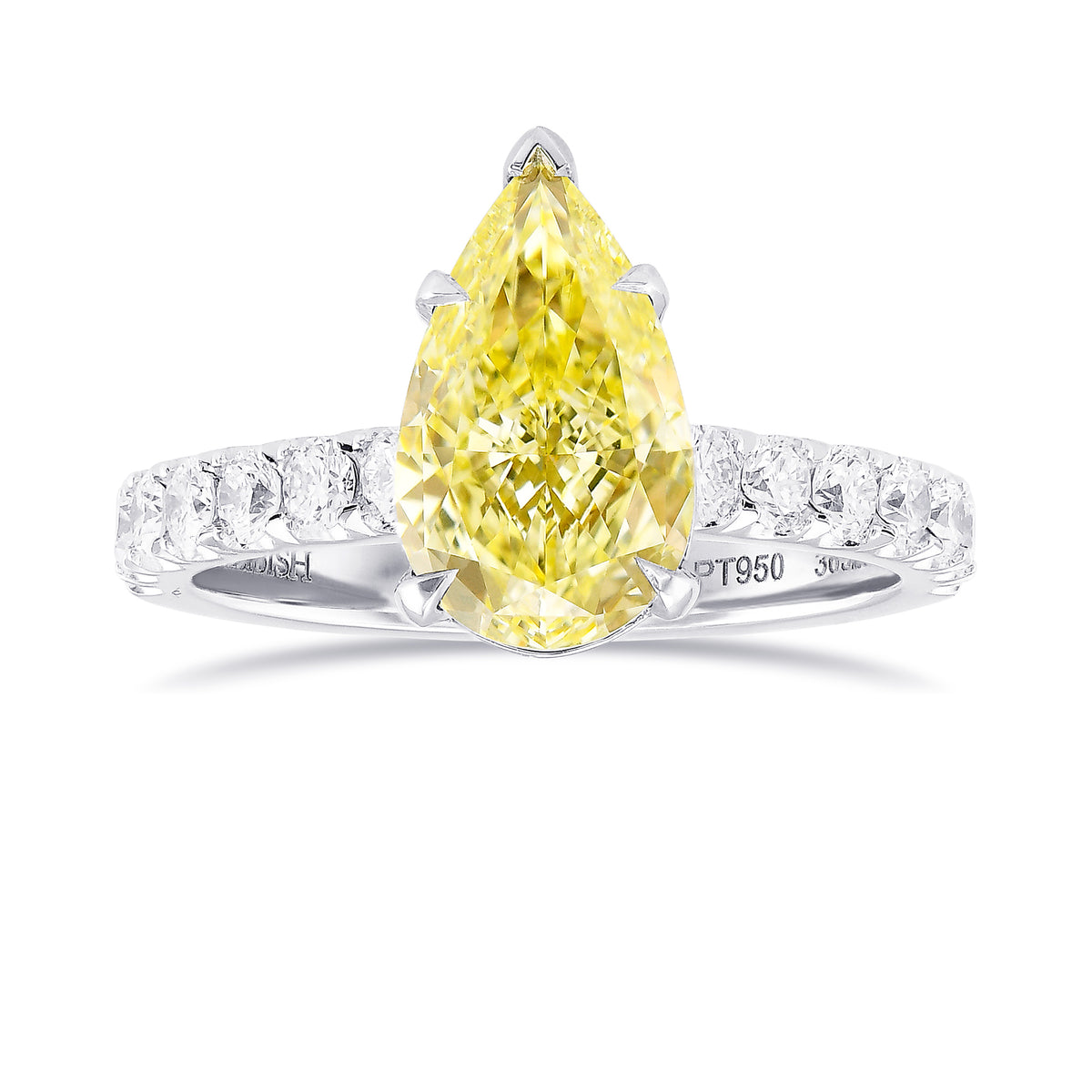 Fancy Light Yellow Pear Diamond Side Stone Ring