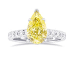 Fancy Light Yellow Pear Diamond Side Stone Ring