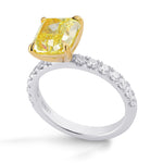 Fancy Intense Yellow Cushion Diamond Side Stone Ring