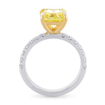 Fancy Intense Yellow Cushion Diamond Side Stone Ring