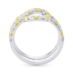 Two Fancy Light Yellow & Colorless Diamond Half Eternity Contoured Wedding Bands