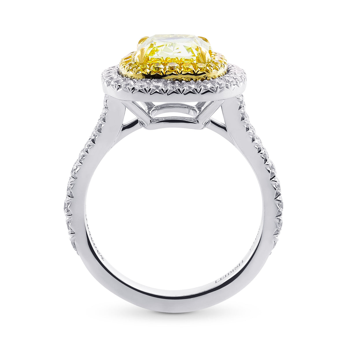 Fancy Intense Yellow Radiant Diamond Double Halo Ring