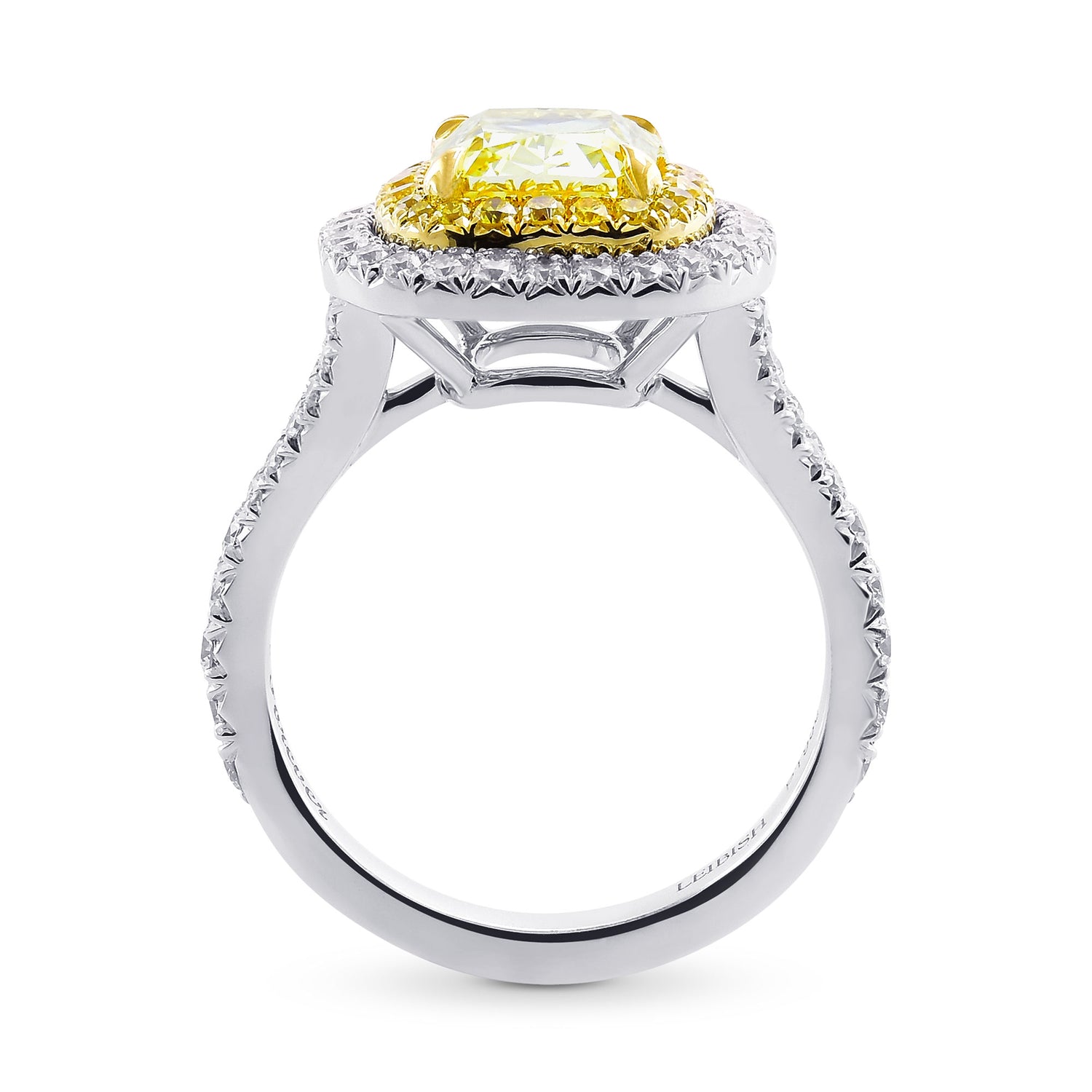 Fancy Intense Yellow Radiant Diamond Double Halo Ring