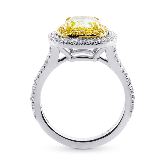 Fancy Intense Yellow Radiant Diamond Double Halo Ring