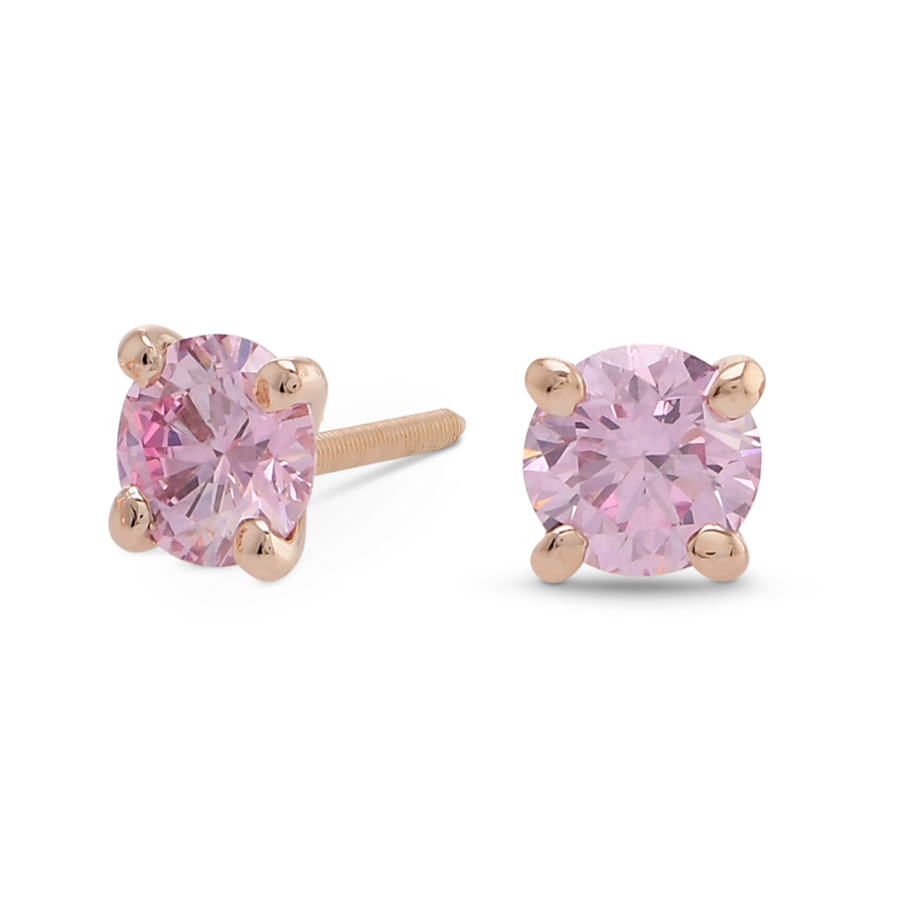 Argyle Fancy Intense Pink Round Brilliant Stud Earrings