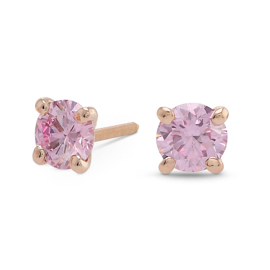 Argyle Fancy Intense Pink Round Brilliant Stud Earrings