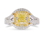 Fancy Light Yellow Cushion Diamond Halo Ring