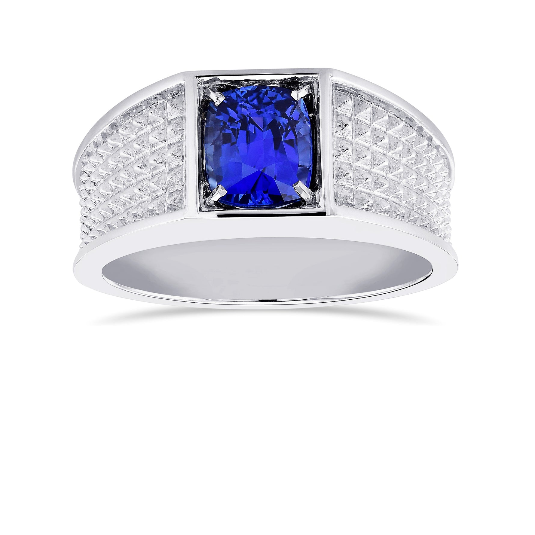 Cushion Cornflower Blue Sapphire Men's Ring