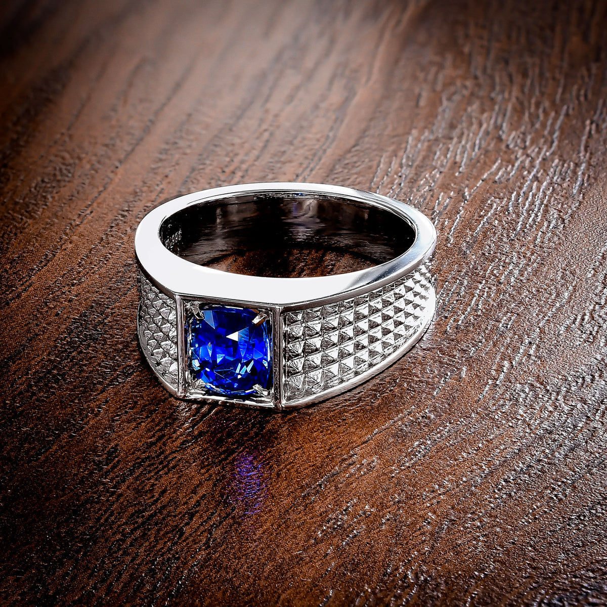 Cushion Cornflower Blue Sapphire Men's Ring
