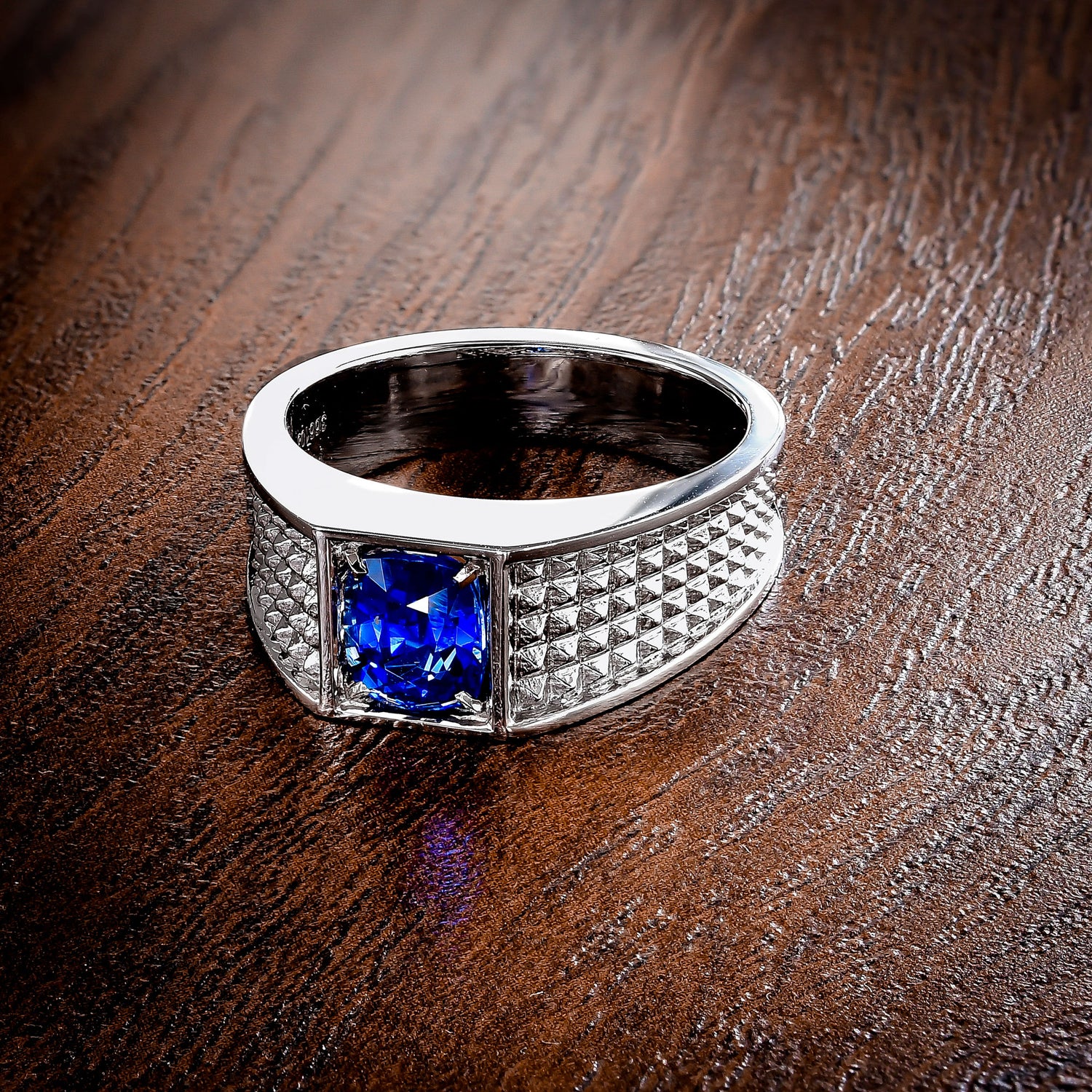 Cushion Cornflower Blue Sapphire Men's Ring