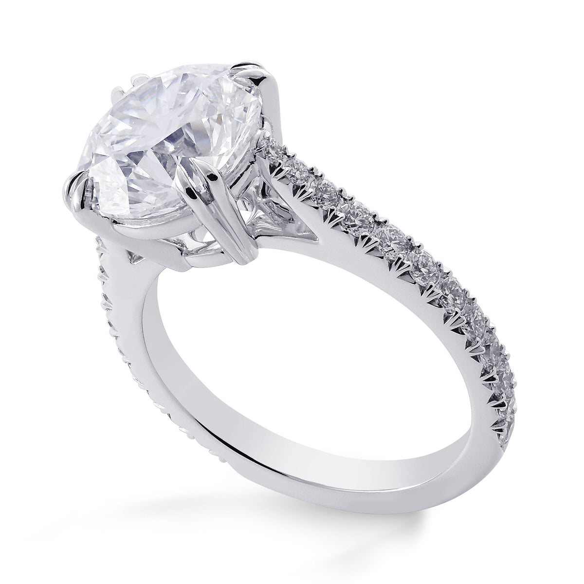 Classic Brilliant shape Diamond Side Stone Ring