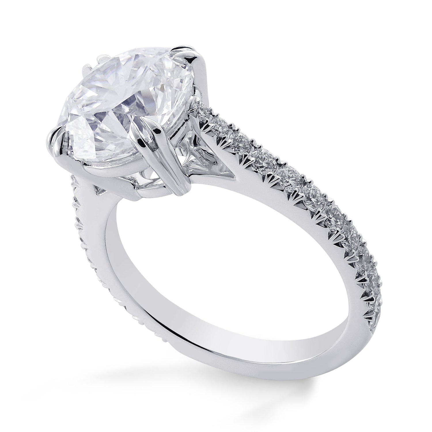 Classic Brilliant shape Diamond Side Stone Ring