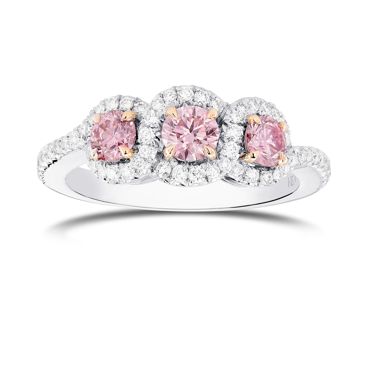 Argyle Fancy Pink Diamond 3 Stone Ring