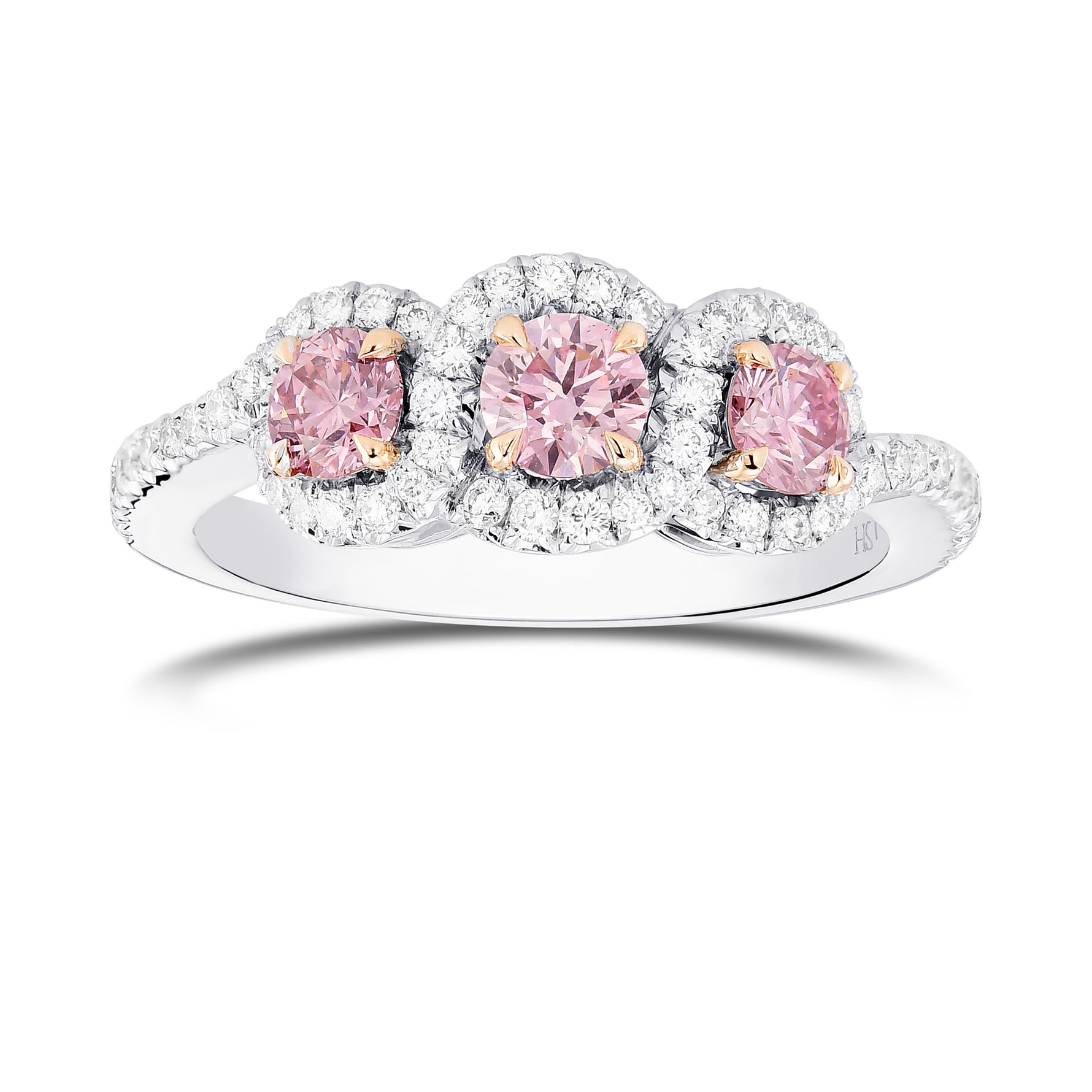 Argyle Fancy Pink Diamond 3 Stone Ring