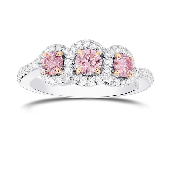 Argyle Fancy Pink Diamond 3 Stone Ring