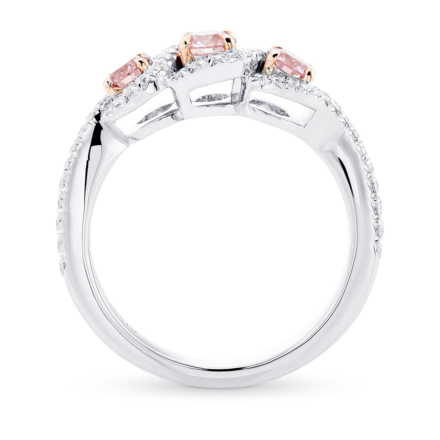 Argyle Fancy Pink Diamond 3 Stone Ring