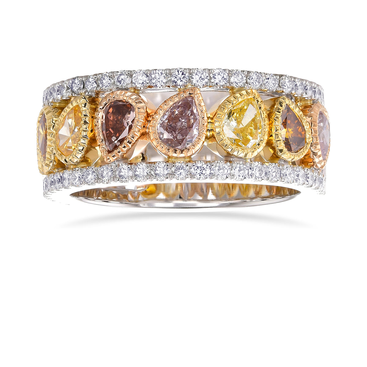 Mixed Color 10 Stone Diamond Ring