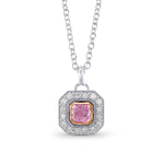 Fancy Intense Purplish Pink Radiant Diamond Halo Pendant
