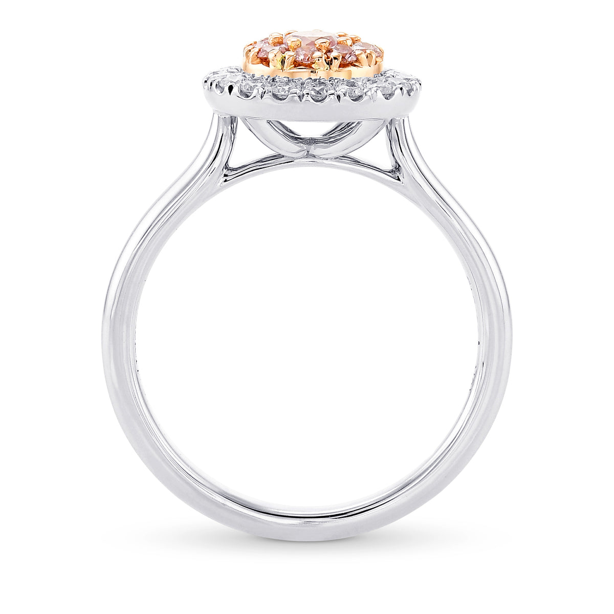 Fancy Light Pink Round Diamond Double Halo Ring