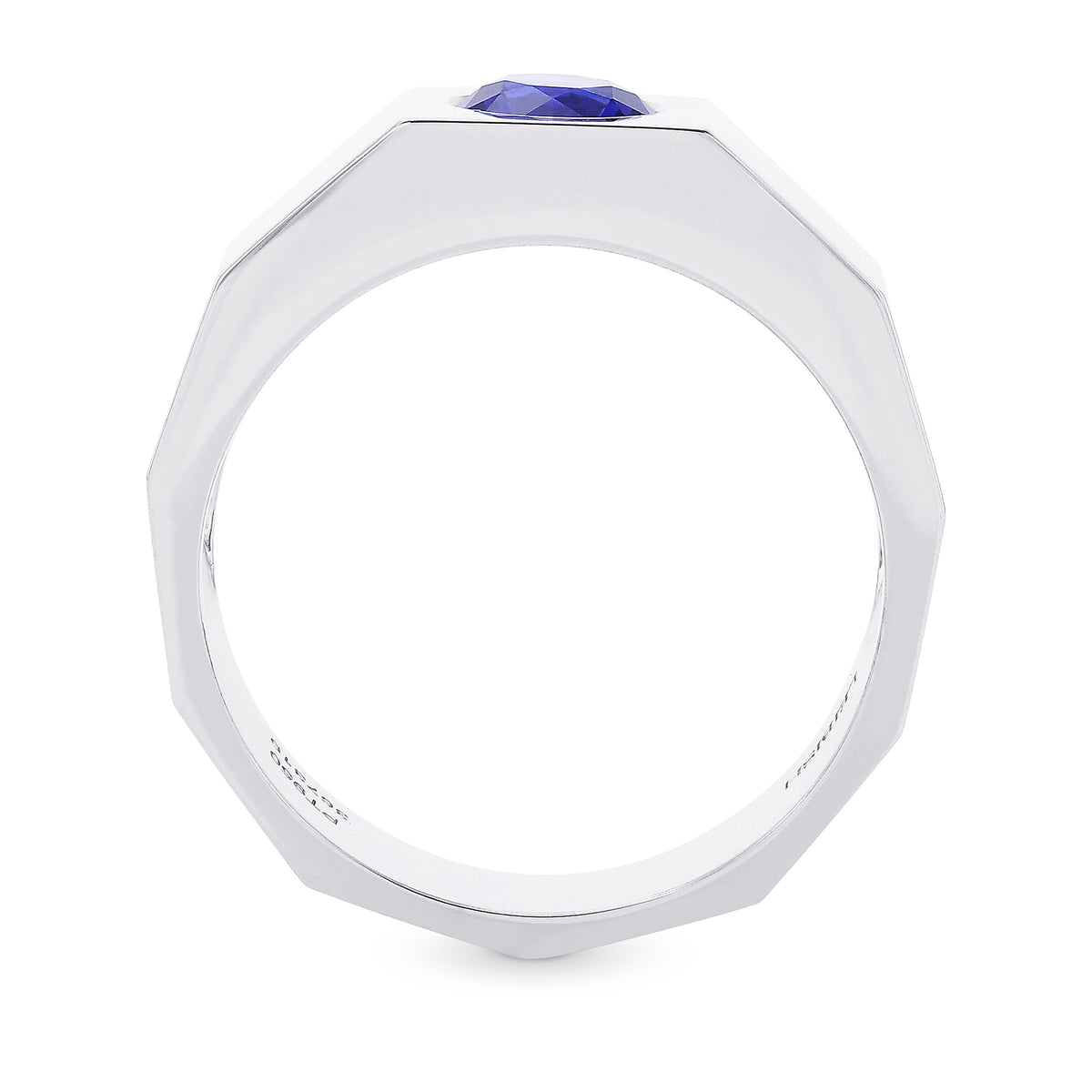 Round Sapphire Platinum Men's Ring