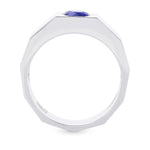 Round Sapphire Platinum Men's Ring