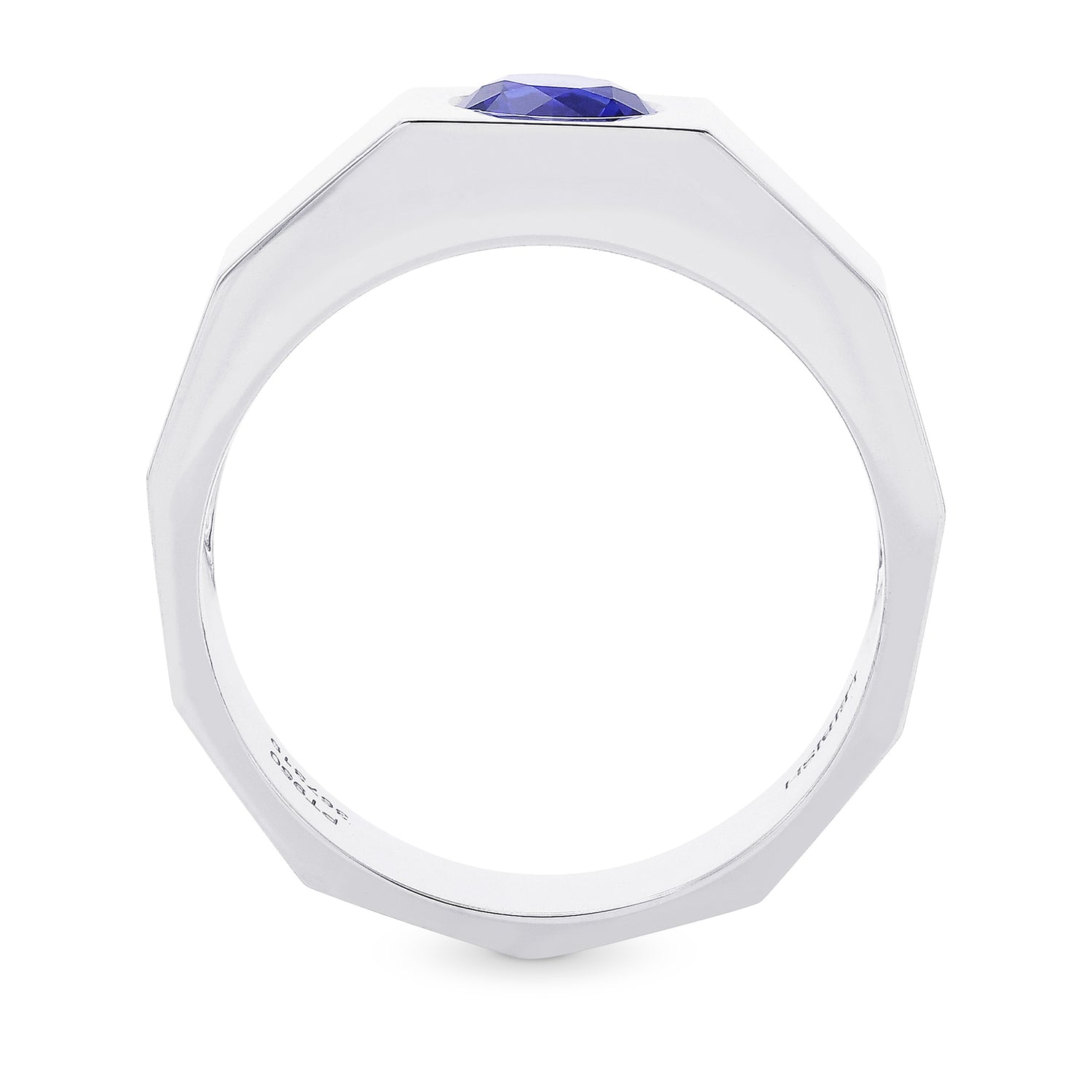 Round Sapphire Platinum Men's Ring