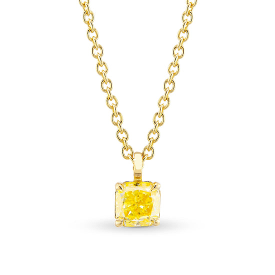 Fancy Intense Yellow Radiant Diamond Solitaire Pendant