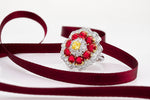 Fancy Intense Yellow Cushion Diamond & Ruby Ring