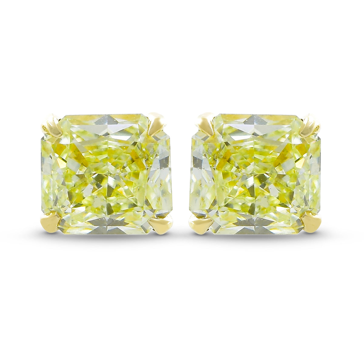 Fancy Light Yellow Radiant Stud Earrings