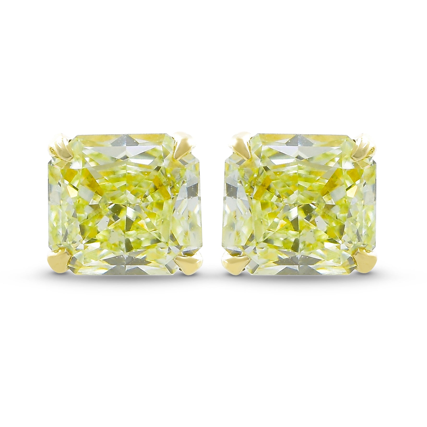 Fancy Light Yellow Radiant Stud Earrings