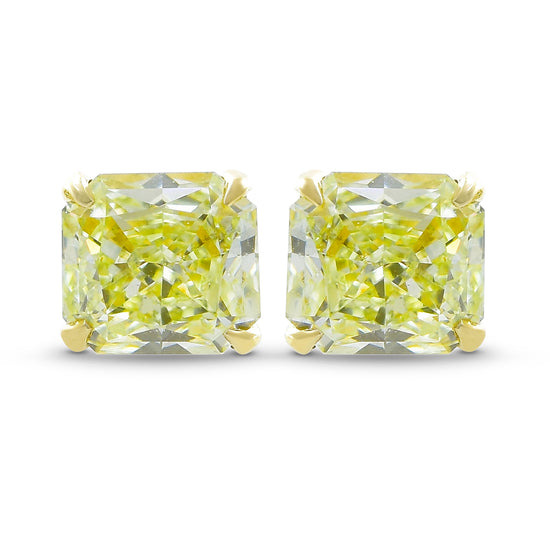 Fancy Light Yellow Radiant Stud Earrings