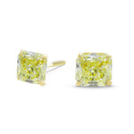Fancy Light Yellow Radiant Stud Earrings