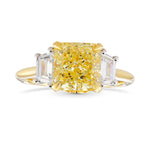 Fancy Light Yellow Radiant & Trapezoid Diamond 3 Stone Ring