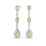 Fancy Light Yellow Marquise, Pear and Kite Diamond Drop Earrings