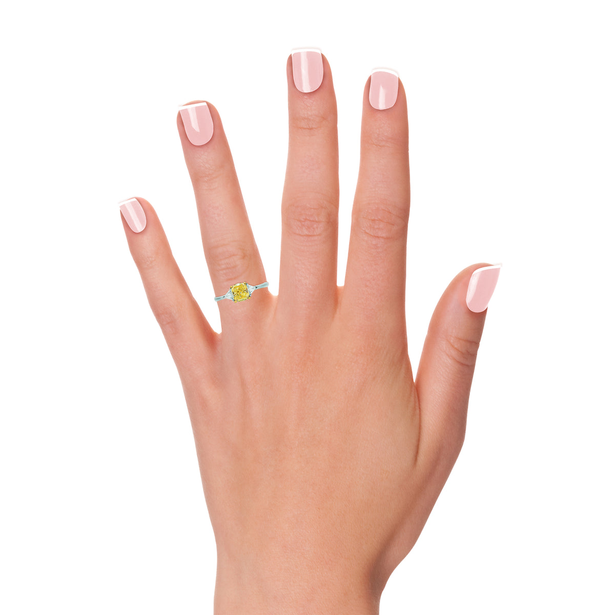 Fancy Intense Yellow Cushion and Triangle Diamond Ring