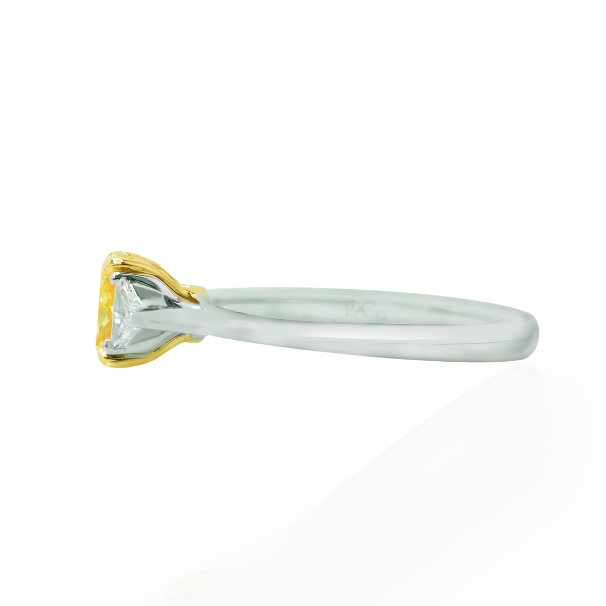 Fancy Intense Yellow Cushion and Triangle Diamond Ring
