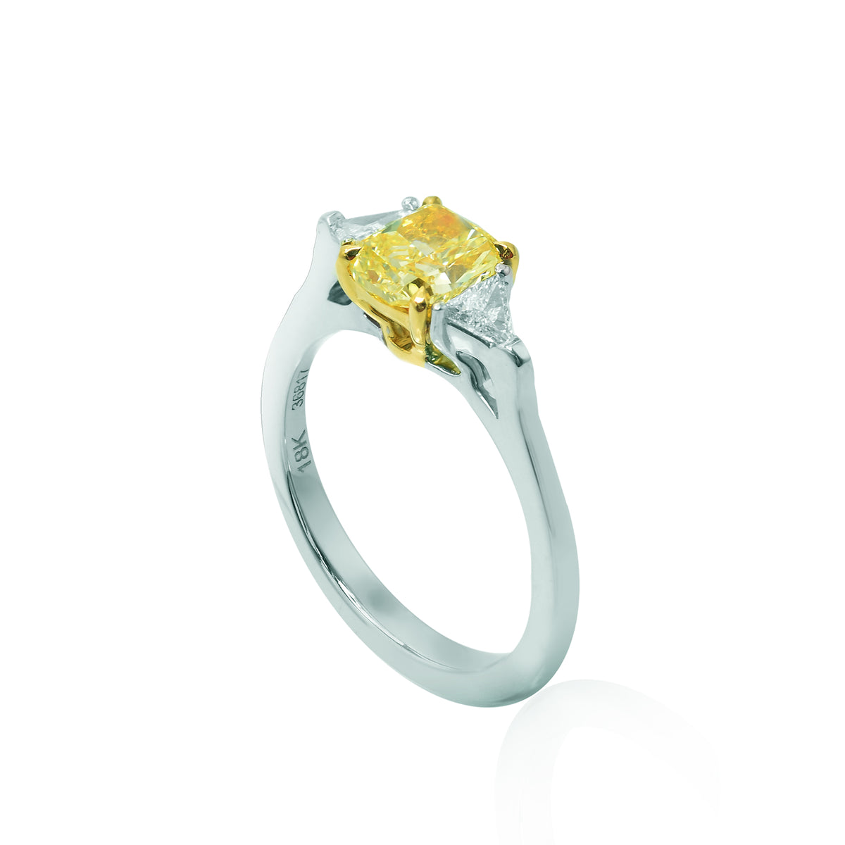 Fancy Intense Yellow Cushion and Triangle Diamond Ring