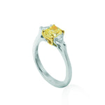 Fancy Intense Yellow Cushion and Triangle Diamond Ring