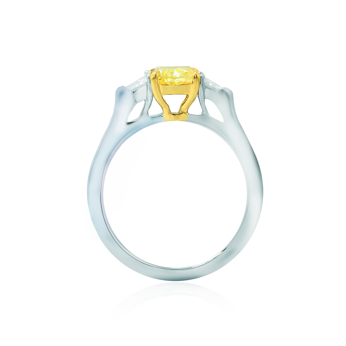 Fancy Intense Yellow Cushion and Triangle Diamond Ring