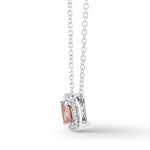  Fancy Deep Brownish Orangy Pink Radiant Diamond Halo Pendant