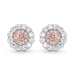 Fancy Pink & White Diamond Pave Flower Earrings
