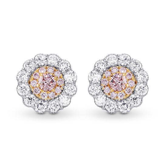 Fancy Pink & White Diamond Pave Flower Earrings