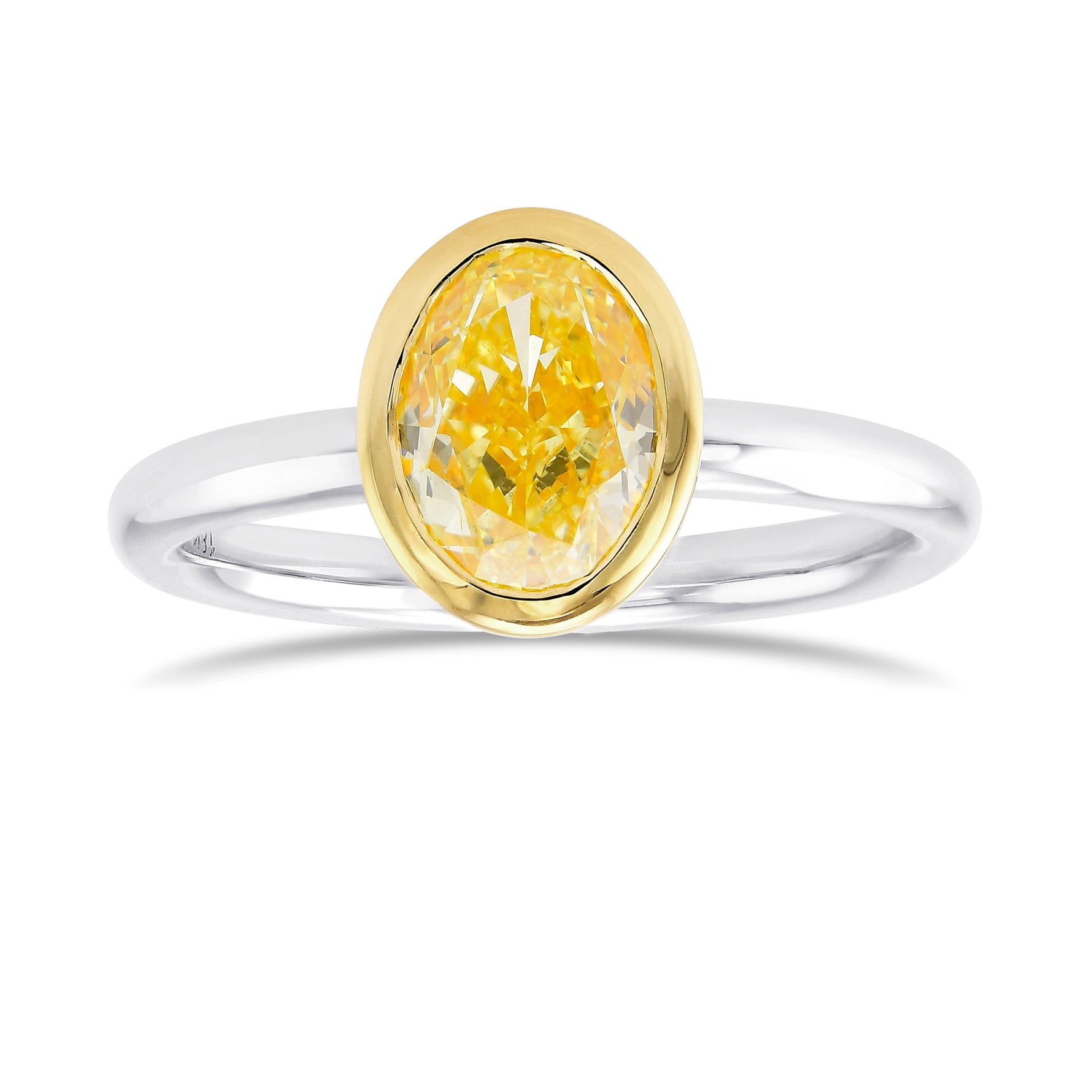 Fancy Intense Yellow Oval Diamond Solitaire Ring