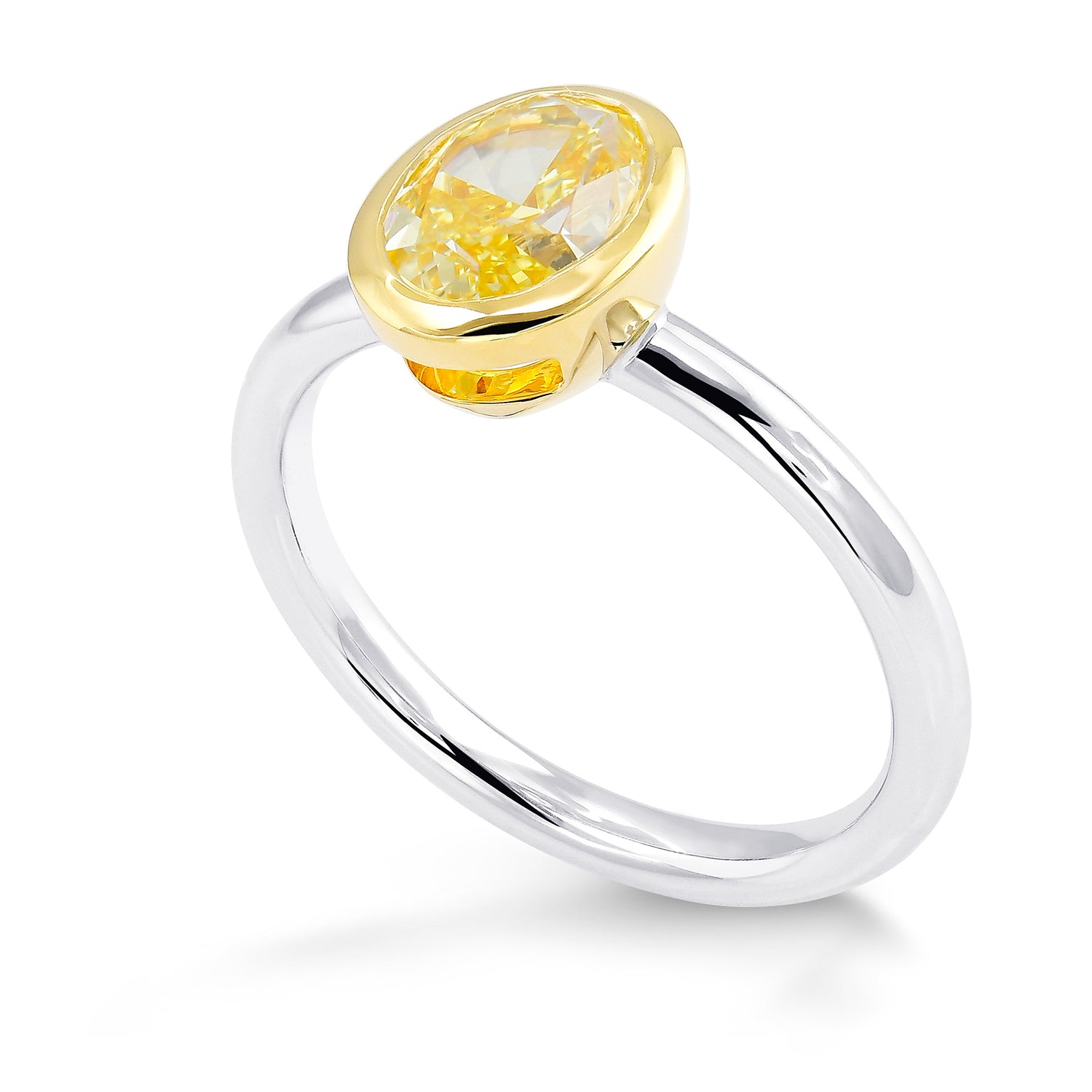 Fancy Intense Yellow Oval Diamond Solitaire Ring