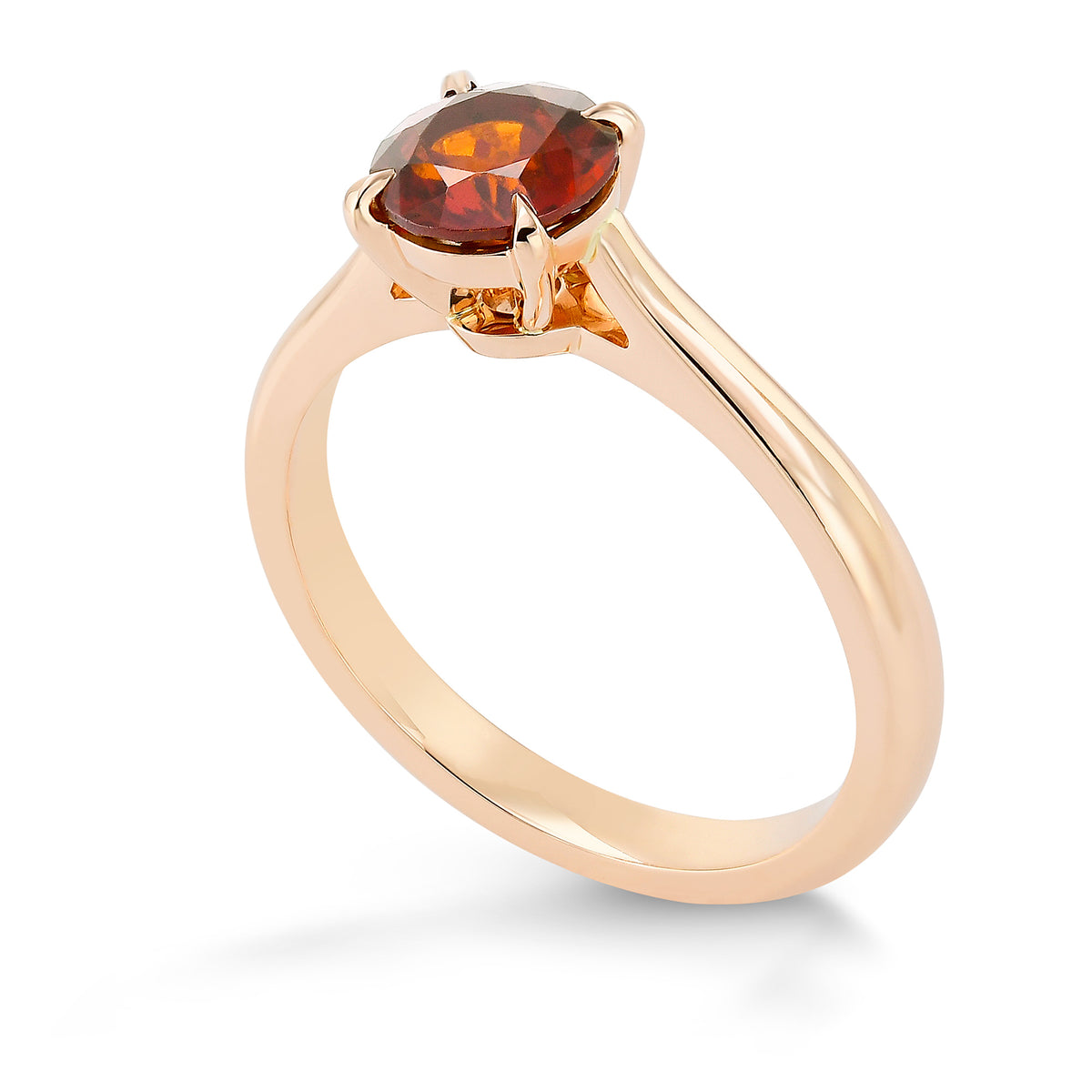  Round Garnet Brilliant Solitaire Ring