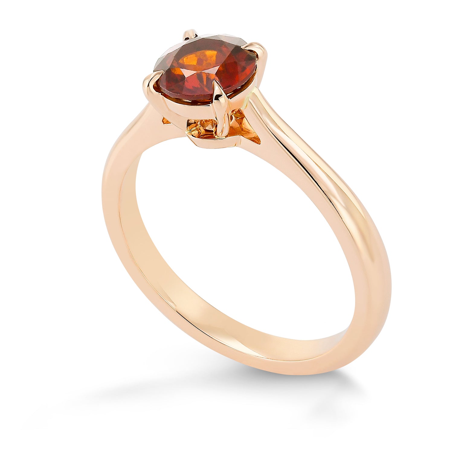  Round Garnet Brilliant Solitaire Ring