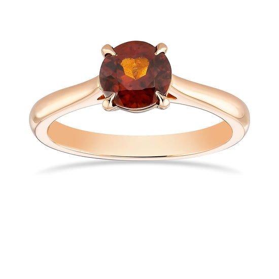  Round Garnet Brilliant Solitaire Ring